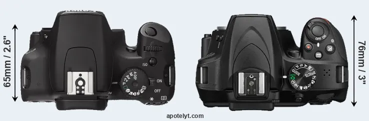 Compare 1000D versus D3400 top