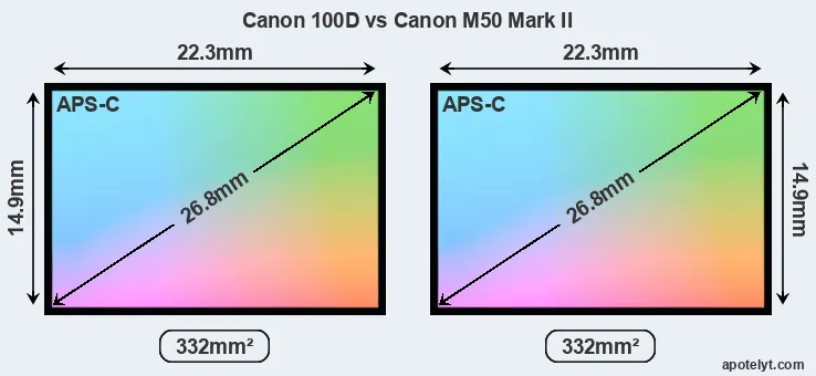 Canon 100D and Canon M50 Mark II sensor measures