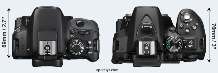 Compare 100D versus D5300 top
