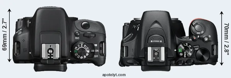 Compare 100D versus D5600 top