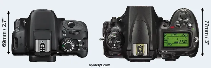 Compare 100D versus D700 top