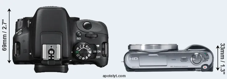 Compare 100D versus NEX-C3 top