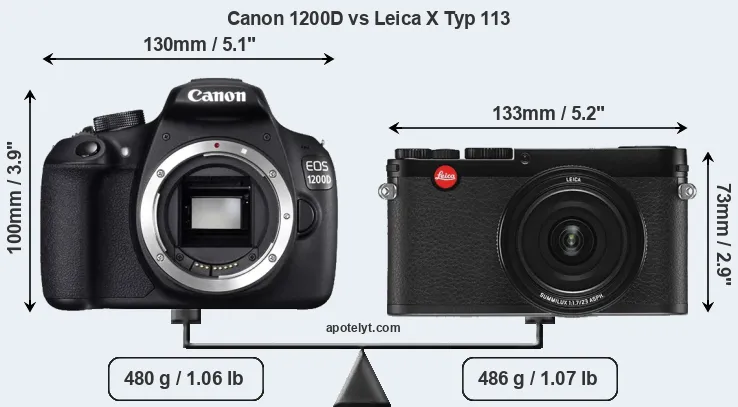 Size Canon 1200D vs Leica X Typ 113