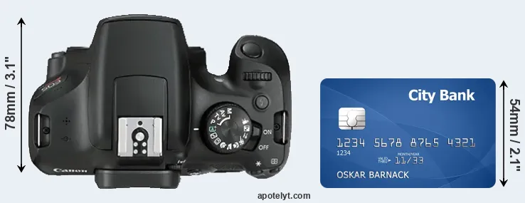 1300D versus credit card top view