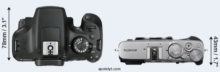 Compare 1300D versus X-E3 top