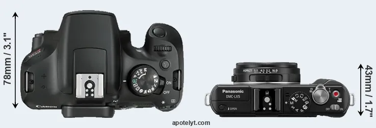 Compare 1300D versus LX5 top