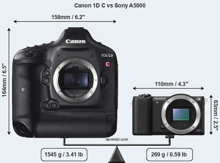 Size Canon 1D C vs Sony A5000