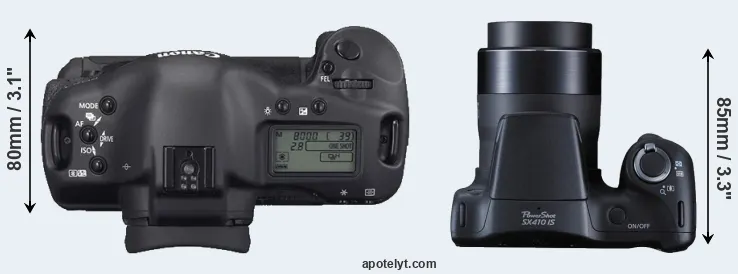 Compare 1D Mark II N versus SX410 top