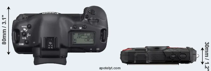 Compare 1D Mark II N versus WG-60 top