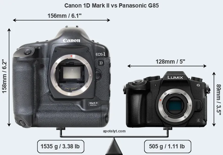 Size Canon 1D Mark II vs Panasonic G85