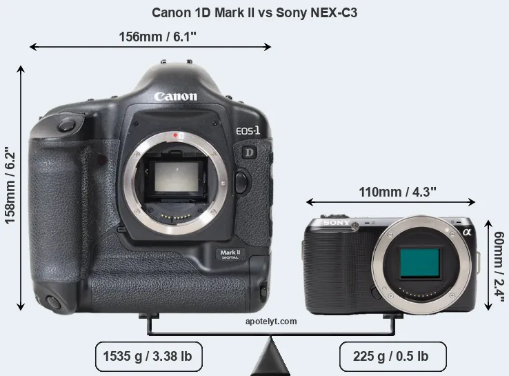 Size Canon 1D Mark II vs Sony NEX-C3