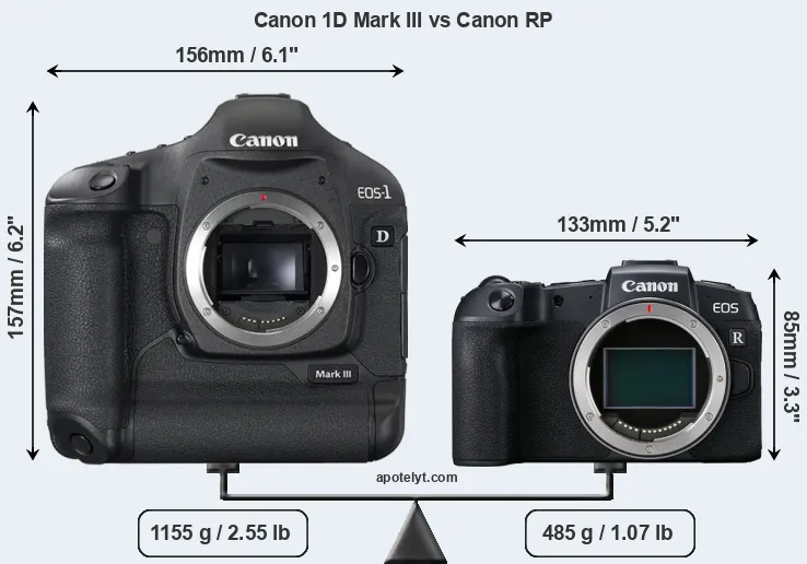 Size Canon 1D Mark III vs Canon RP