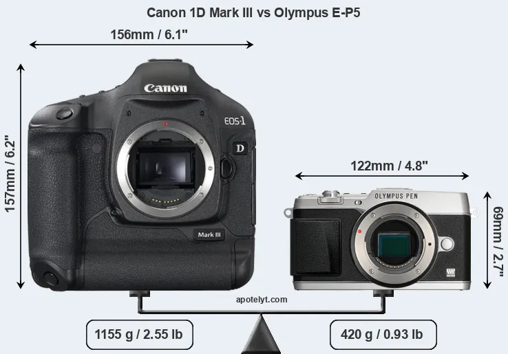 Size Canon 1D Mark III vs Olympus E-P5
