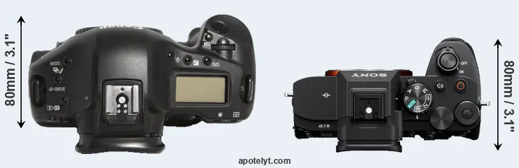 Compare 1D Mark III versus A7 IV top