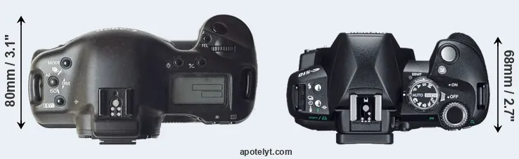 Compare 1D versus E-510 top