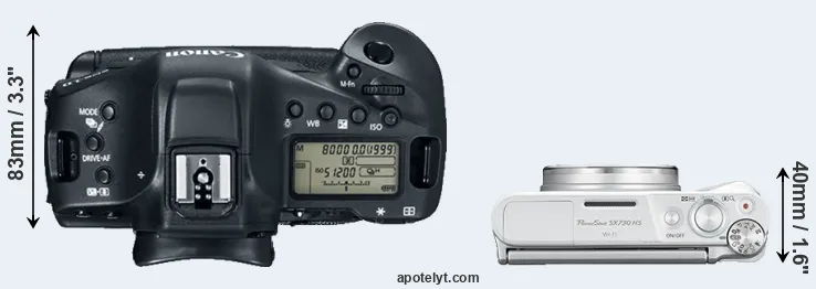 Compare 1DX Mark II versus SX730 top