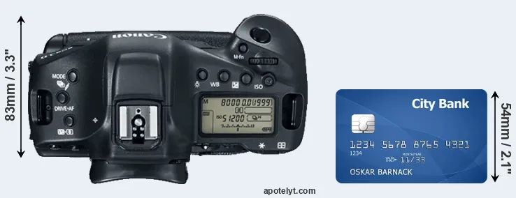 1DX Mark II versus credit card top view