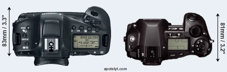 Compare 1DX Mark II versus E-1 top