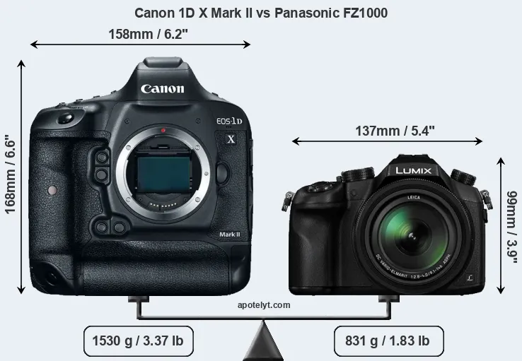 Size Canon 1D X Mark II vs Panasonic FZ1000