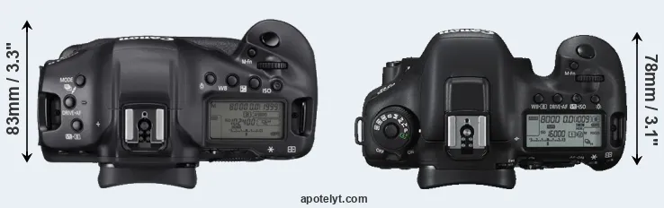 Compare 1DX Mark III versus 7D Mark II top