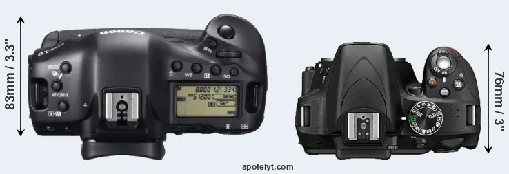 Compare 1DX versus D3300 top