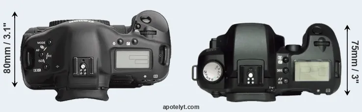Compare 1Ds Mark III versus D60 top