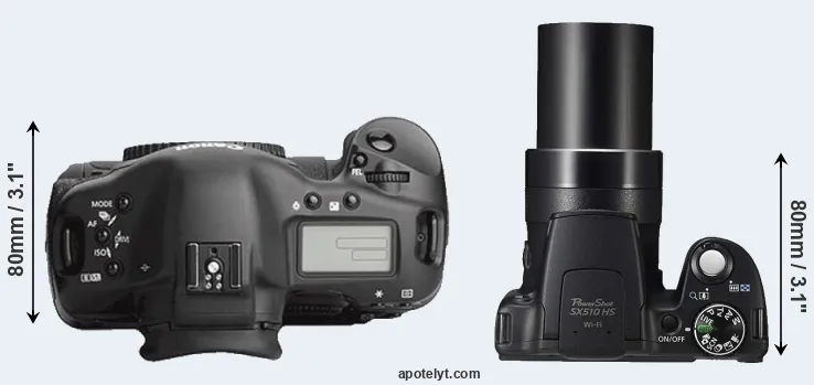 Compare 1Ds Mark III versus SX510 top