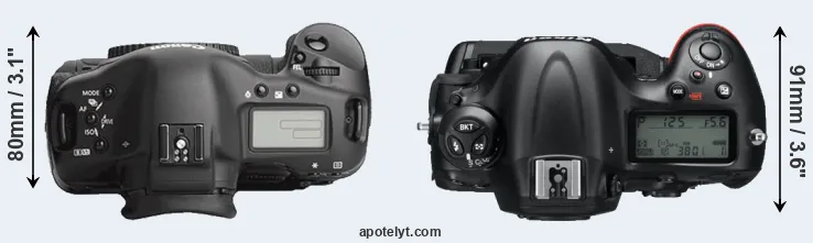 Compare 1Ds Mark III versus D4 top