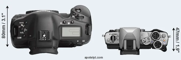Compare 1Ds Mark III versus E-M10 II top