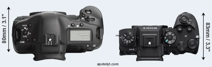 Compare 1Ds Mark III versus A9 III top