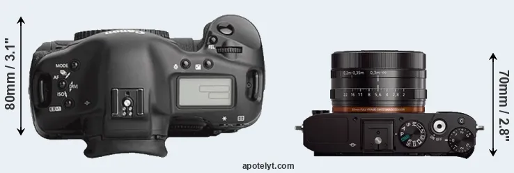Compare 1Ds Mark III versus RX1 top