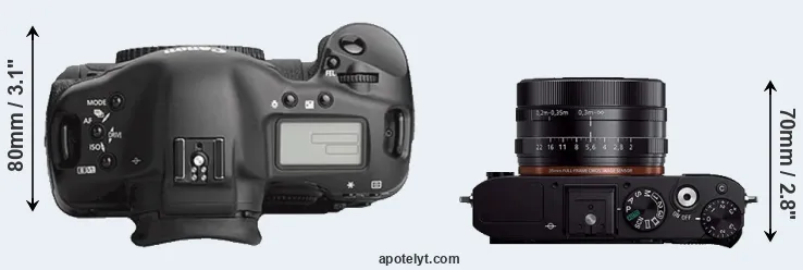 Compare 1Ds Mark III versus RX1R top