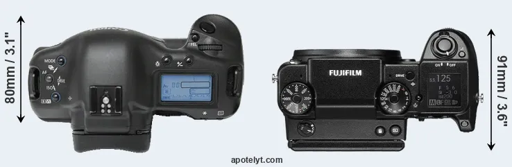 Compare 1Ds versus GFX 50S top