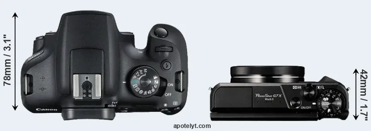 Compare 2000D versus G7X Mark II top