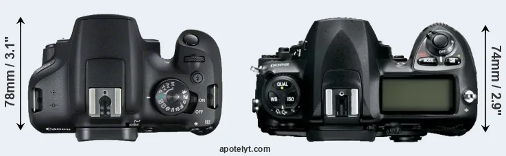 Compare 2000D versus D200 top
