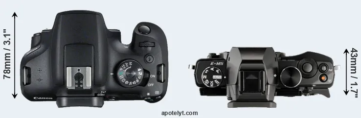 Compare 2000D versus E-M5 top