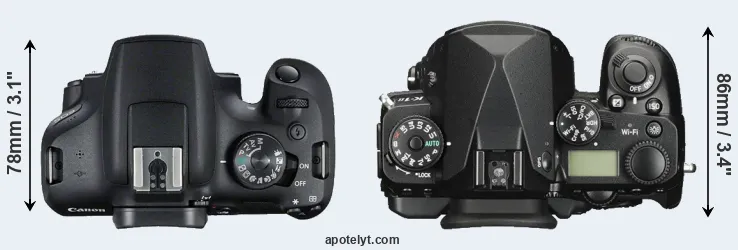 Compare 2000D versus K-1 II top
