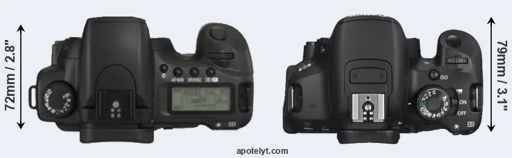 Compare 20D versus T4i top