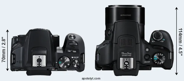 Compare 250D versus SX60 top