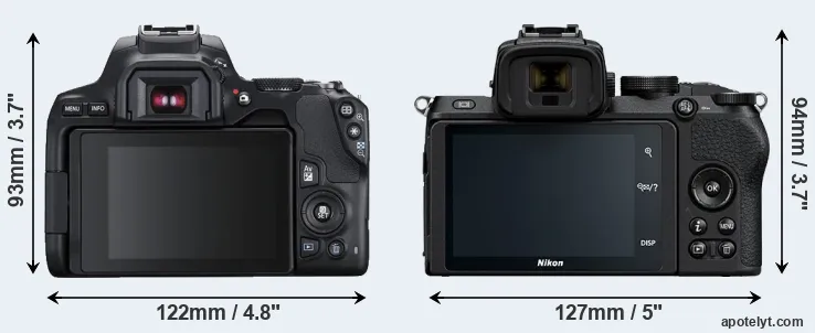 Comparison 250D or Z50 rear