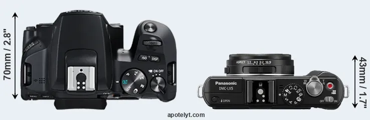 Compare 250D versus LX5 top