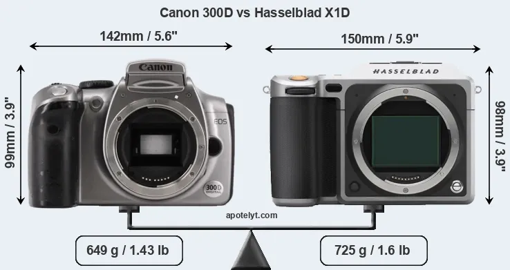 Size Canon 300D vs Hasselblad X1D