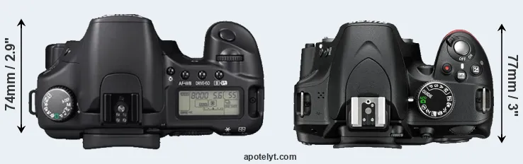 Compare 30D versus D3200 top