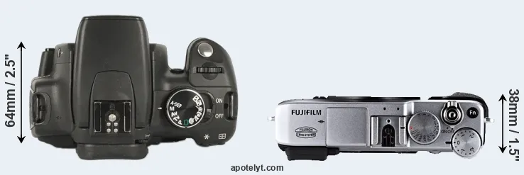 Compare 350D versus X-E1 top