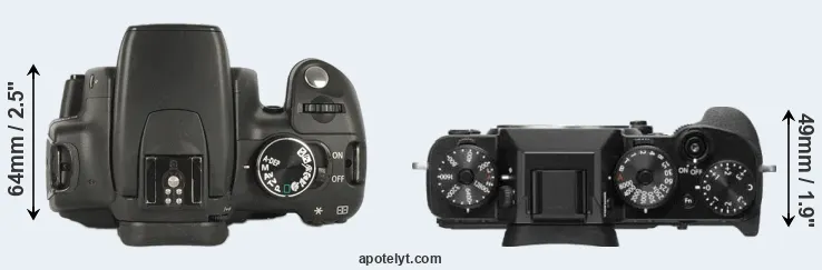 Compare 350D versus X-T2 top