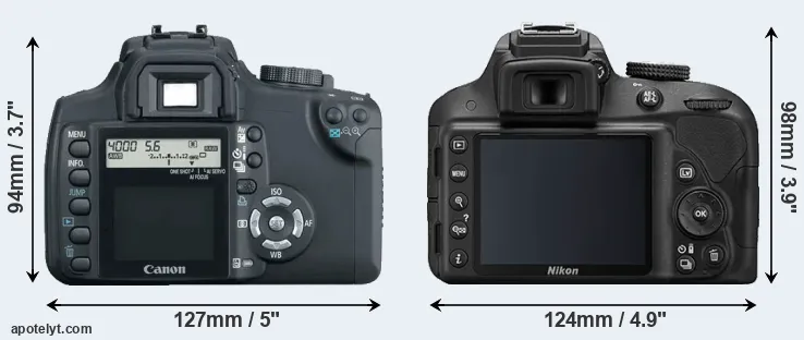 Comparison 350D or D3300 rear