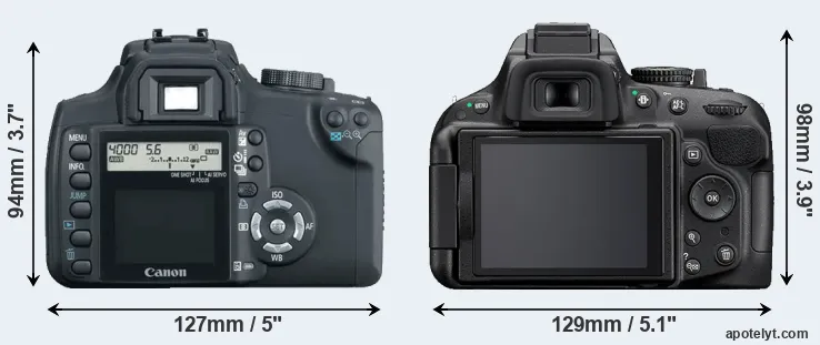 Comparison 350D or D5200 rear