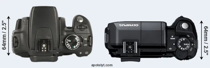 Compare 350D versus E-300 top