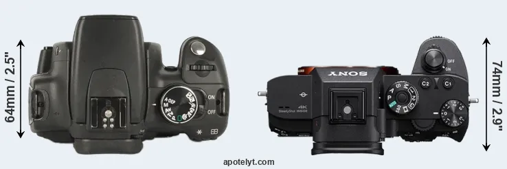 Compare 350D versus A7R III top