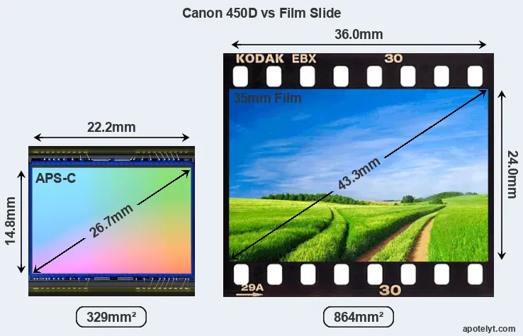 Canon 450D sensor measures